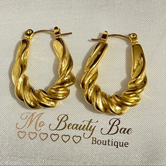 Gold Spiral Hoops - Picture 1 of 5